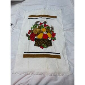 As is Vintage Fruit Basket Kitchen Hand Towel‎ Fringed never washed/used
